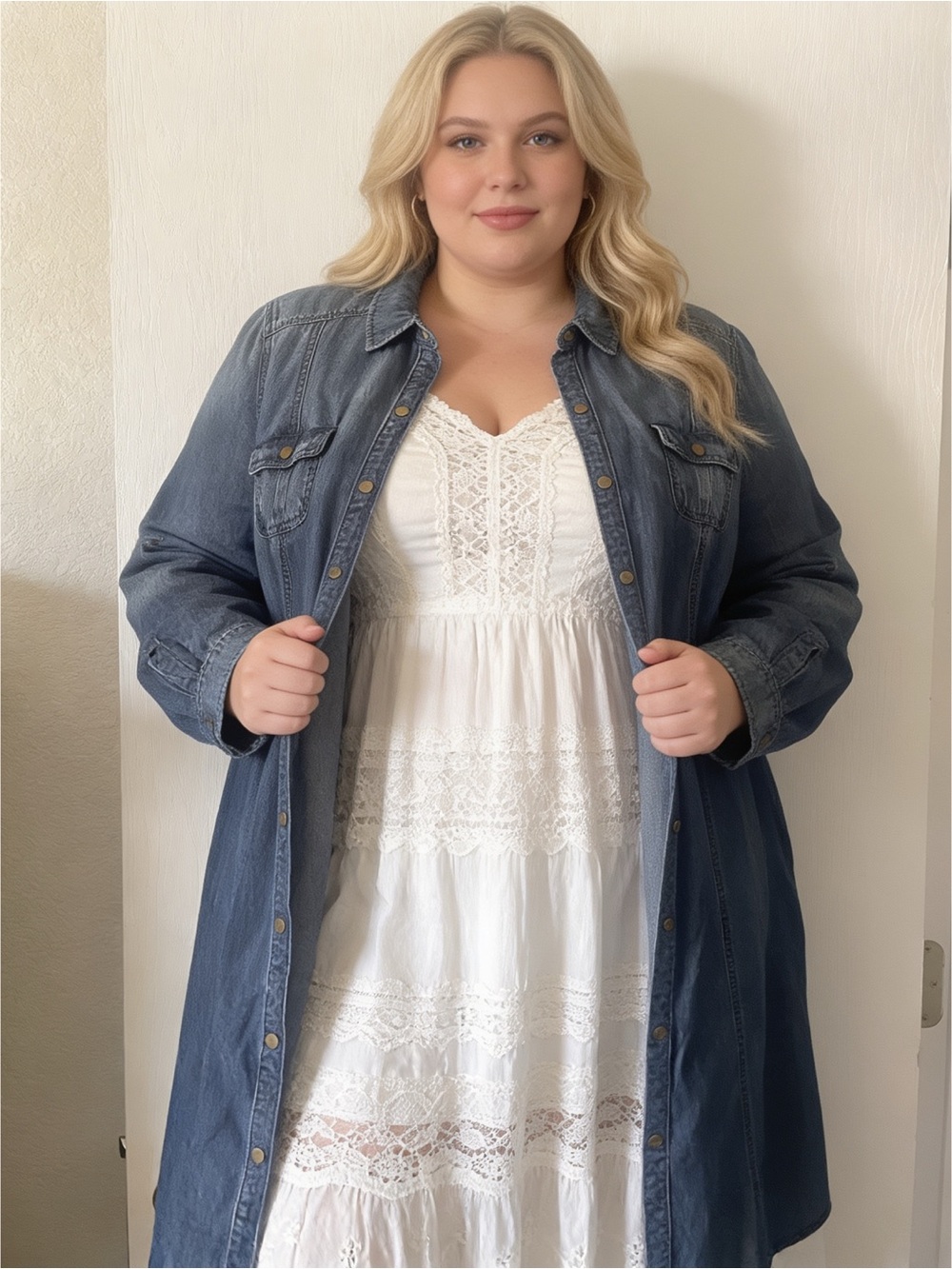 Lane Bryant denim shirt dress or duster, like new! size 14/16